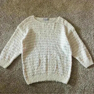 Vintage women’s sweater Cream, pink, and light blue Sweater